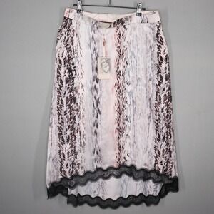 Ted Baker Midi Skirt Womens Size 4 Cierraa Confetti Animal Print Hi Lo Lace NWT